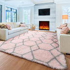 ONASAR Area Rugs for Bedroom Living Room, Washable 4x6 Fluffy Pink and Grey - Image 3