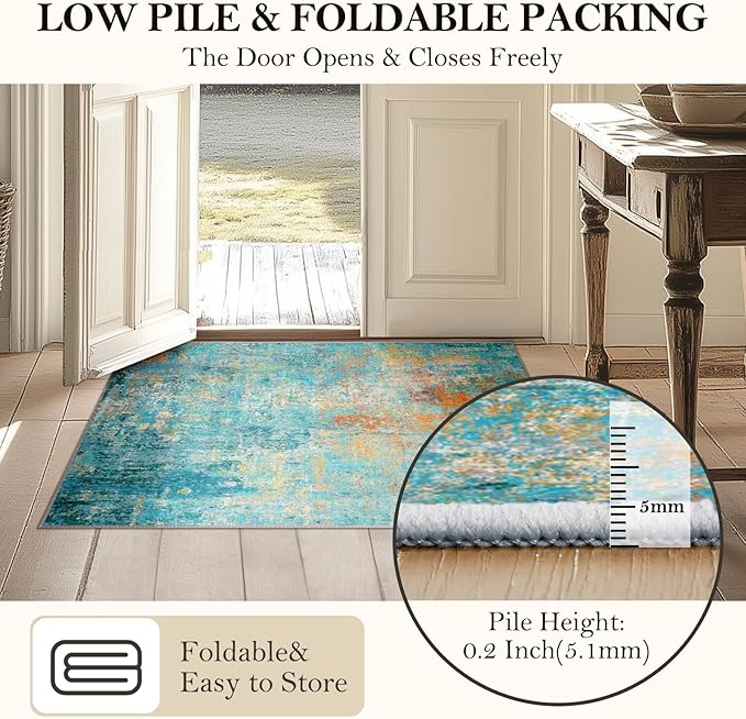 Washable Area Rugs 6'x8' Non-Slip Modern Abstract Soft - Image 4