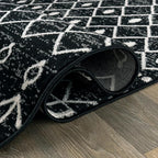Rugshop Boho Black and White Tribal Area Rug – Geometric Diamond and Stripe - Image 3
