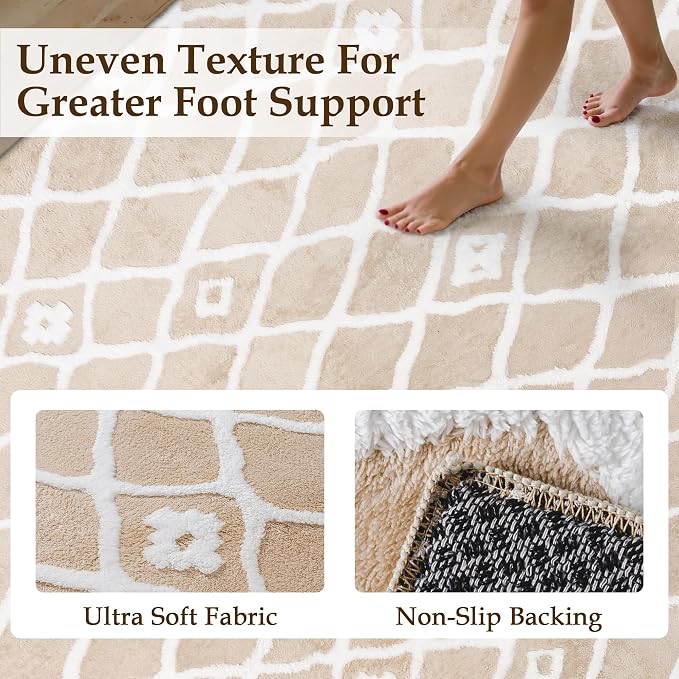 Beige 4x6 Area Rug Moroccan Shag Office Washable Carpet Soft Non Shedding - Image 2
