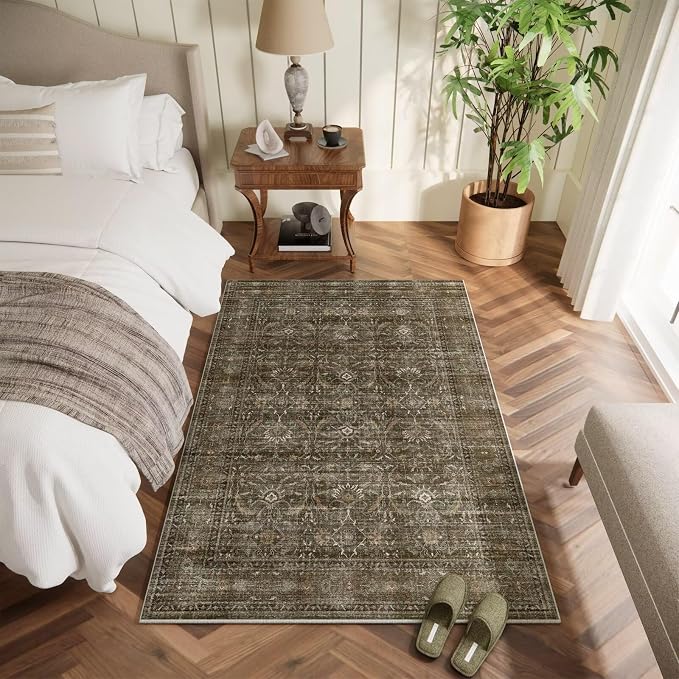 Washable 4x6 Rugs for Living Room, Boho Non-Slip Vintage Distress Small Rugs - Image 2
