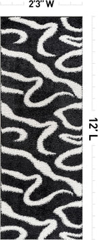 Rugshop Abstract Wavy Shag Runner Rug Anthracite Dark Gray 2' 3" x 12' Great - Image 2