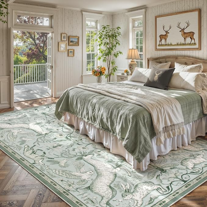 Lahome Boho Animal 6x9 Washable Living Room Area Rugs, Botanical Large Boho Non - Image 2