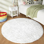 Andency White Round Area Rug for Bedroom, Soft Shag Circle Rug 6x6 for Room - Image 2