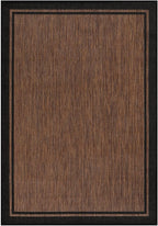 CAMILSON Indoor Outdoor Rug, 5x7 Bordered Nut Brown Black Modern Area Rugs - Image 2
