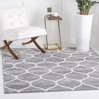 Rugs.com Lattice Frieze Collection Rug – 5' Square Light Gray Medium Rug Perfect by Rugscom