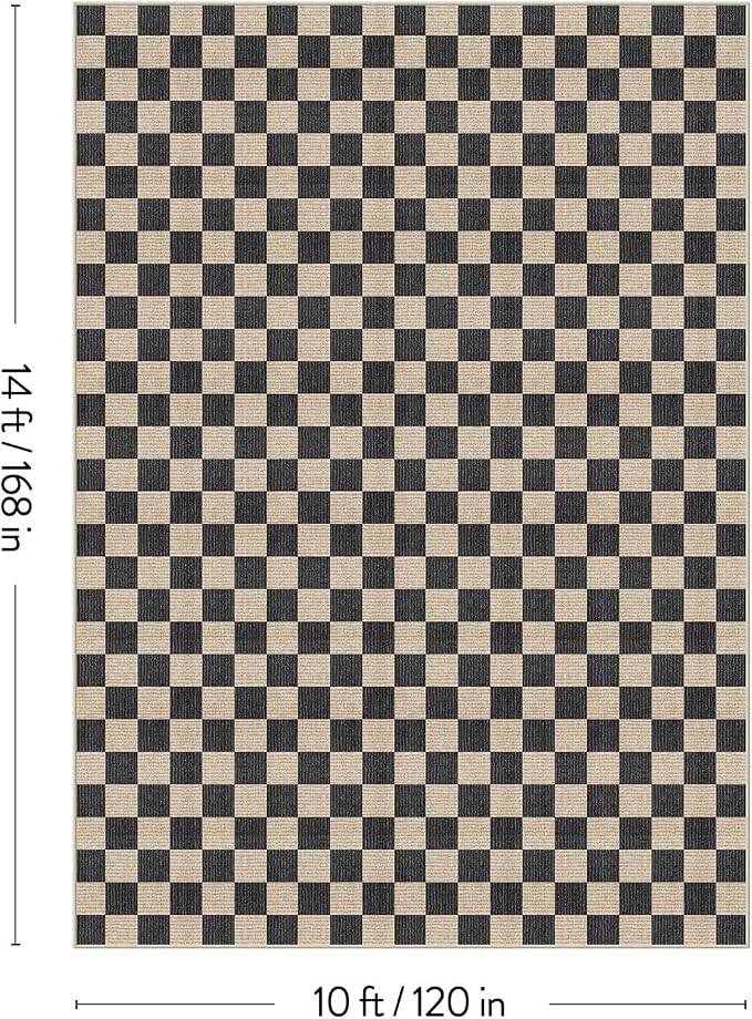 LIVEBOX 10x14 Area Rugs for Living Room, Checkered Non-Slip Washable Rugs - Image 2