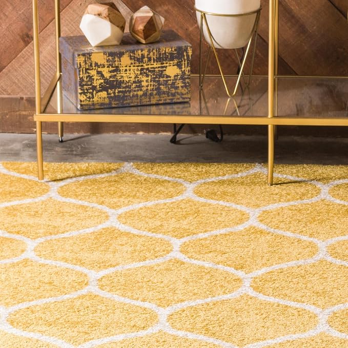 Rugs.com Lattice Frieze Collection Rug – 8' x 10' Yellow Medium Rug Perfect - Image 5
