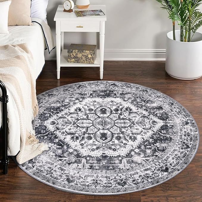 KOZYFLY Round Rug 5 Ft Rugs for Entryway Washable Circle Entrance Rug Non Slip - Image 2
