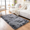 duduta Grey Plush Rugs for Bedroom 3x5 ft, Tie Dye Fluffy Gray Shag Rug for by Duduta