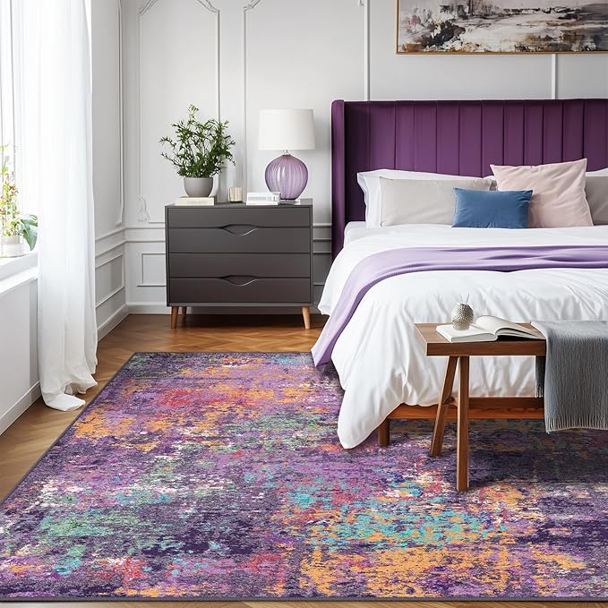 Washable Area Rugs 6'x8' Non-Slip Modern Abstract Soft - Image 3