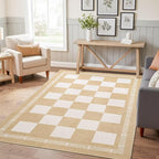 Vasofe 3x5 Plaid Rug, Jute Rugs, Washable Outdoor Indoor Checkered Carpets by VasofeSoftFluffyRugs
