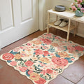 Washable Floral Area Rug 2x3 Beige Small Entryway Carpet Scalloped Flower Non by PureCozy