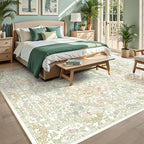 Floral Sage Green Washable Area Rugs 9x12 - Image 3