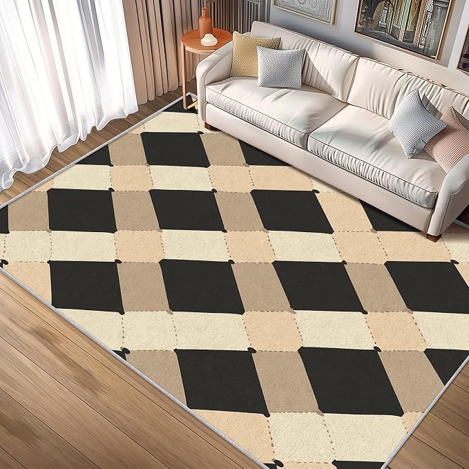 Washable 3x5 Modern Geometric Rug Living Room, Abstract Diamond Design Area Rugs by Unknown