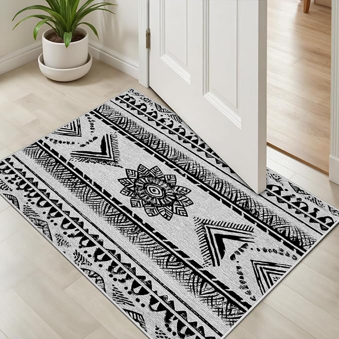 Area Rugs Moroccan for Living Room 2x3, Washable Non-Slip Boho Rug, Neutral - Image 4