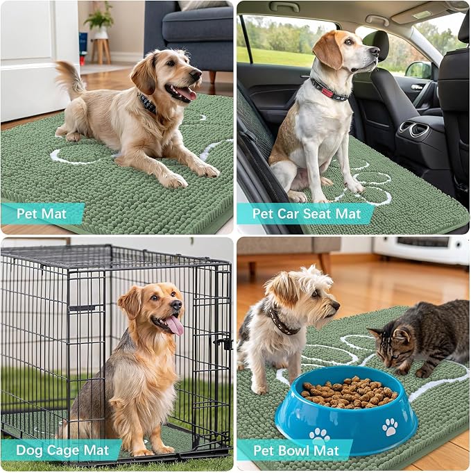 OLANLY Dog Door Mat for Muddy Paws 48x30, Paw Print Design, Absorbs Moisture - Image 7