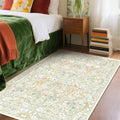 Boho Sage Green Bedside 3x5 Washable Rug by Lunasun
