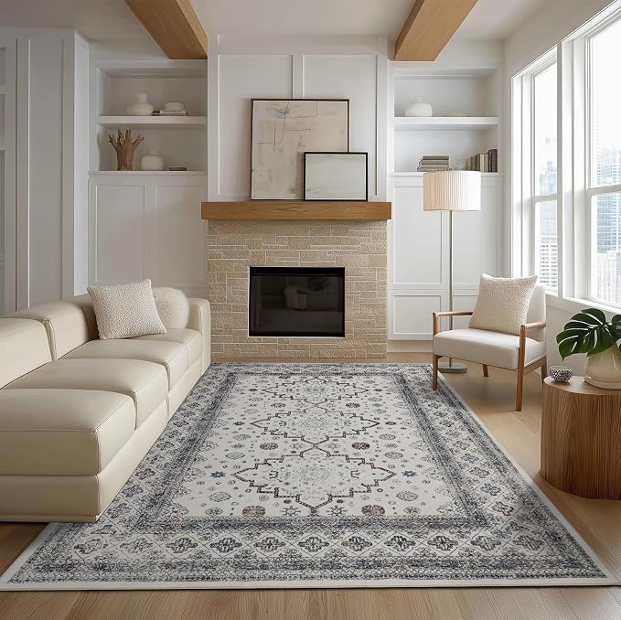 Washable Rugs 5x7 Area Rugs for Living Room, Thin carpet for Bedroom, Soft Faux - Image 2