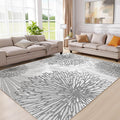 WITSHOCK 9x12 Washable Rug for Living Room, Modern Floral Distress Print by WITSHOCK