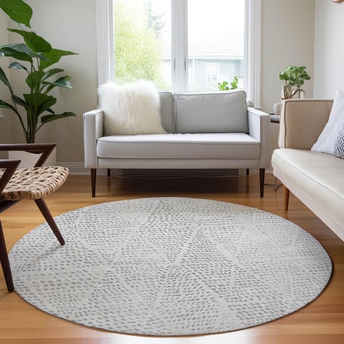 Addison Rugs Chantille ACN591 Silver 8' x 8' Indoor Outdoor Round Rug, Easy - Image 2