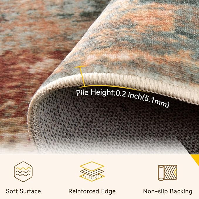 Washable Area Rugs 6'x8' Non-Slip Modern Abstract Soft - Image 4
