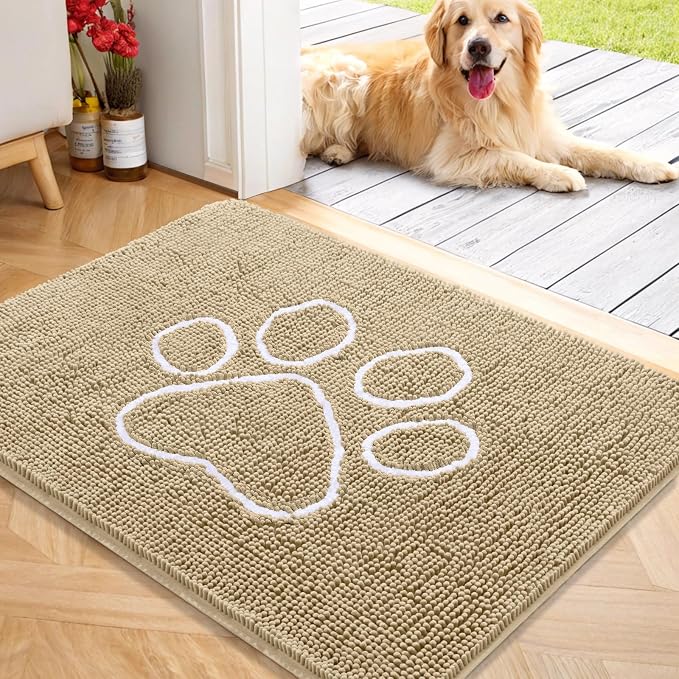 OLANLY Dog Door Mat for Muddy Paws 40x32, Paw Print Design, Absorbs Moisture by OLANLY