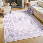 Wonnitar Floral Bow Print Purple Rug, 5x7 Washable Rug - Image 9