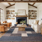 Rugshop Contemporary Blue Geometric Boxes Non-Slip Area Rug Non-Shedding by Rugshop