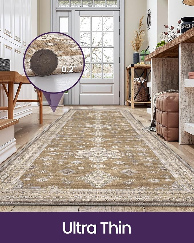DEXI Hallway Runner Rug 3x10, Distressed Non Slip Runners Carpet, Boho Vintage - Image 3