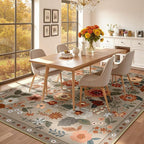 Floral 9x12 Area Rug Machine Washable Soft Print Boho Carpet Non Slip Doormat - Image 8