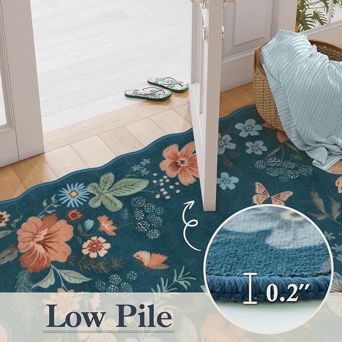 Lahome Floral Rugs for Entryway, 2x4 Washable Kitchen Rugs Ultra-Thin, Non Slip - Image 5