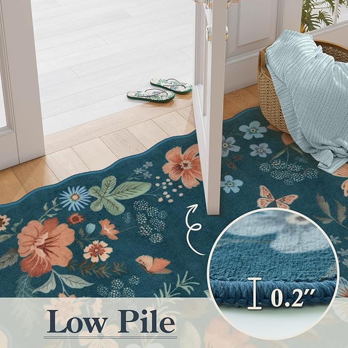 Lahome Floral Hallway Runner Rug Non Slip, Kitchen Distressed Carpet - Image 5