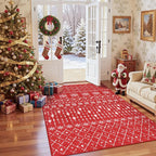 Lahome Christmas Rug 3x5 Red Washable Non Slip Small Area Rug Soft Low Pile by Lahome