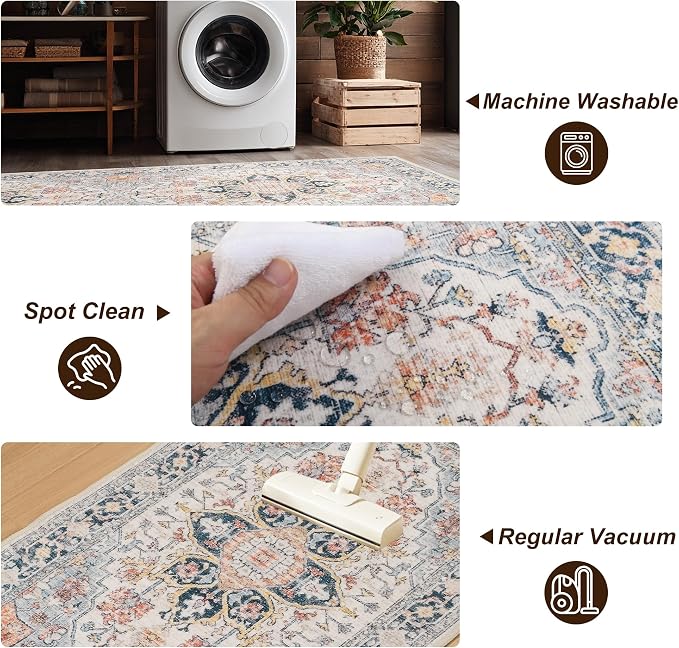 XWZO Runner Rug 2x10ft for Long Hallways, Washable Non-Slip Low Pile Area Rug - Image 6