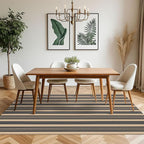 KOZYFLY Striped Outdoor Rug 5x7 Ft Area Rug Brown and Black Washable Indoor - Image 3