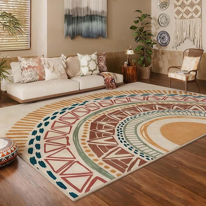 Colorful Geometric Sun Rug, Sun Pattern Rug, Geometric Area Rugs, Colorful - Image 5
