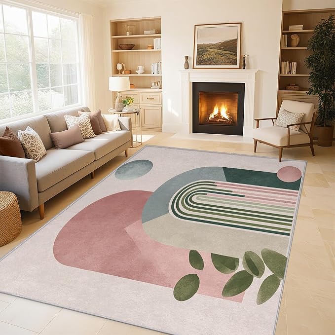 Mid Century Modern Rugs for Home Decor, 3x5 ft, Boho Abstract Geometry Area by Unknown