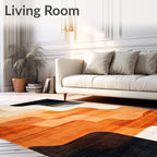 Flatwoven High Traffic Area Rug 6x9, Copper Black Burnt Orange Abstract Indoor - Image 2