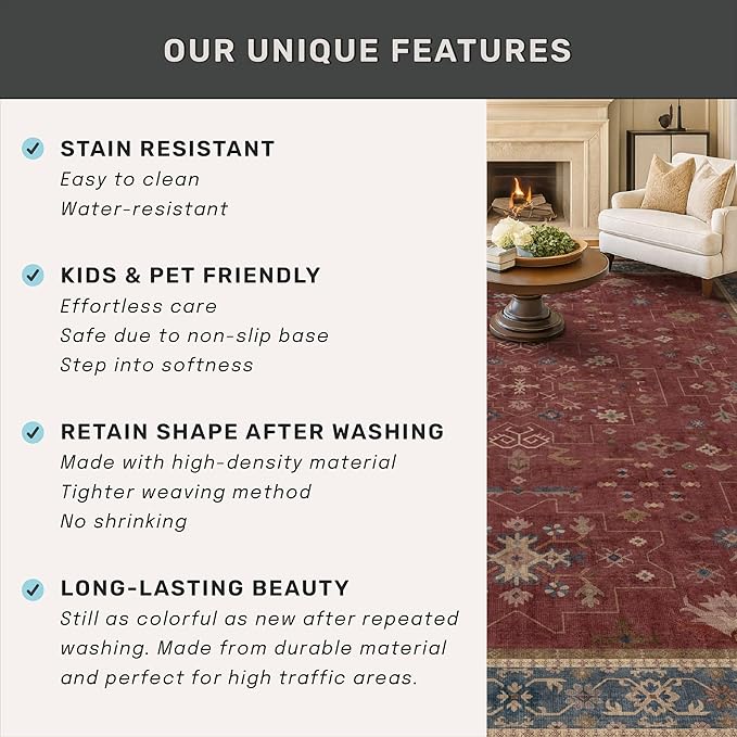Turkish 4x6 Rug for Living Room Small - Image 7