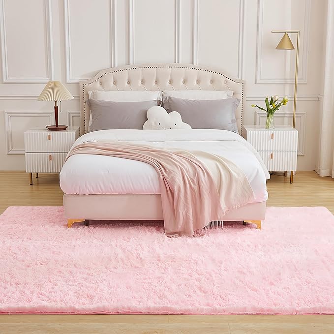 Andency Pink Soft Area Rugs for Living Room Bedroom, 4x6 Fluffy Shaggy Bedside - Image 7