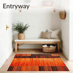 Flatwoven High Traffic Area Rug 8x10, Burnt Orange Copper Fiery Abstract Shape - Image 3
