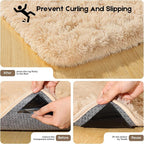 3x5 Light Tan Rugs for Bedroom Living Room, Fluffy Small Area Rug Soft Shag - Image 2