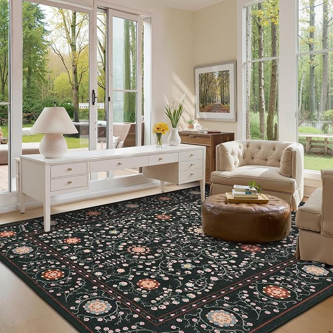 GarveeHome Boho 8x10 Area Rugs for Living Room, Floral Vintage Rugs for Bedroom - Image 3