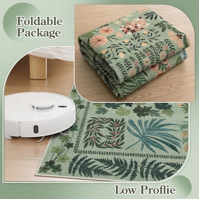Floral Boho Washable 5x7 Area Rug - Image 7