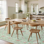 Wonnitar Green Area Rug for Living Room, Floral Bow 8x10 Washable Rug, - Image 3