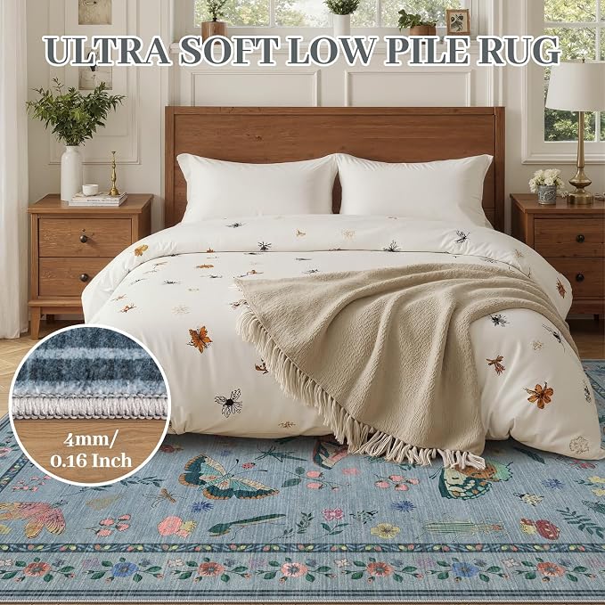 5x7 Washable Area Rug with Insect Print - Image 3