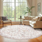 jinchan Kalen Round Rug 8ft Area Rug Washable Vintage Indoor Retro Accent Floor - Image 4