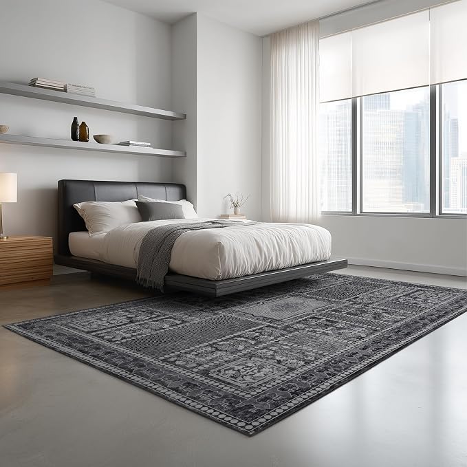 Washable Rugs 5x7 Area Rugs for Living Room, Thin Carpet for Bedroom, Soft Faux - Image 3
