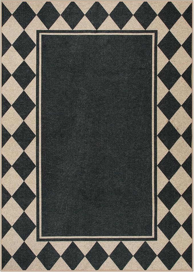 Moynesa Easy Jute Outdoor Rug 5x7 Area Rugs, Washable Checkered Rugs - Image 8